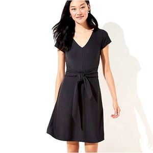 Loft v neck striped a line dress, petite